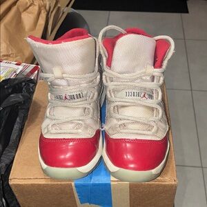 Jordan Kids Red and Cream Sneakers